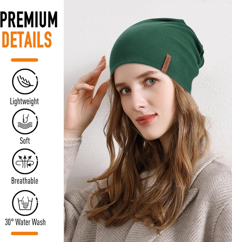 HAMUNI Slouchy Beanie for Women Cotton Beanies Hats Men Lightweight Soft Chemo Headwear Warm Skull Cap for All Seasons - Image 2